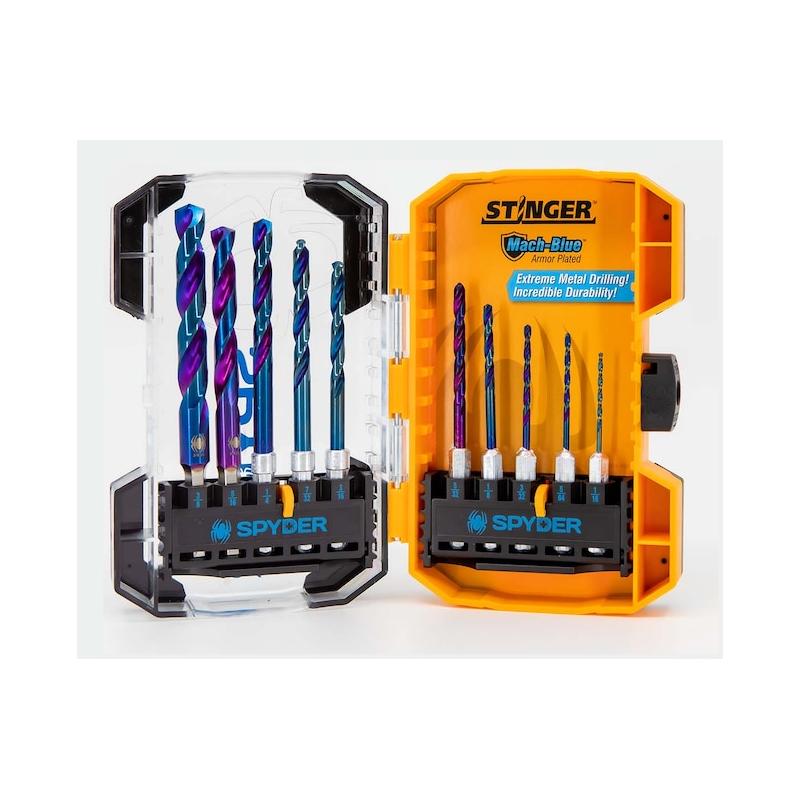 GOLDWIN ミドラー　ブルー Spyder 19017 Stinger Mach-Blue Hex Shank Drill Bit Set 10Pc