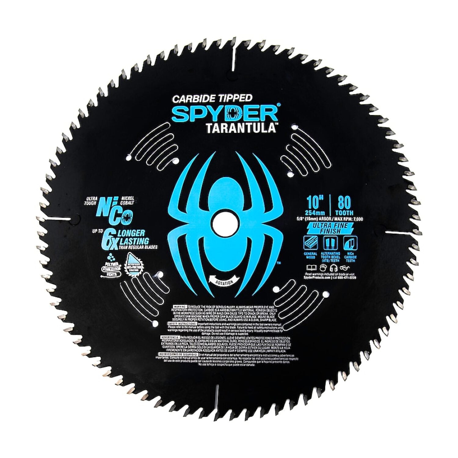 Spyder 13026 10-in 80 -Tooth Fine Finish Tungsten carbide-tipped