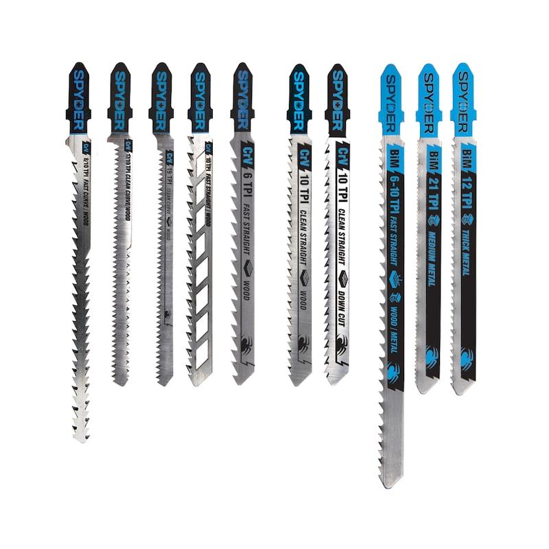Spyder 300090 Bi-Metal Single-Sided T-Shank Jig Saw Blade Set 10Pc