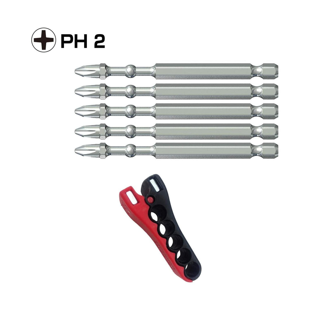 VESSEL Impact Ball Torsion Bits PH2X30 – 5-teilig Mit MAG Charge Holder