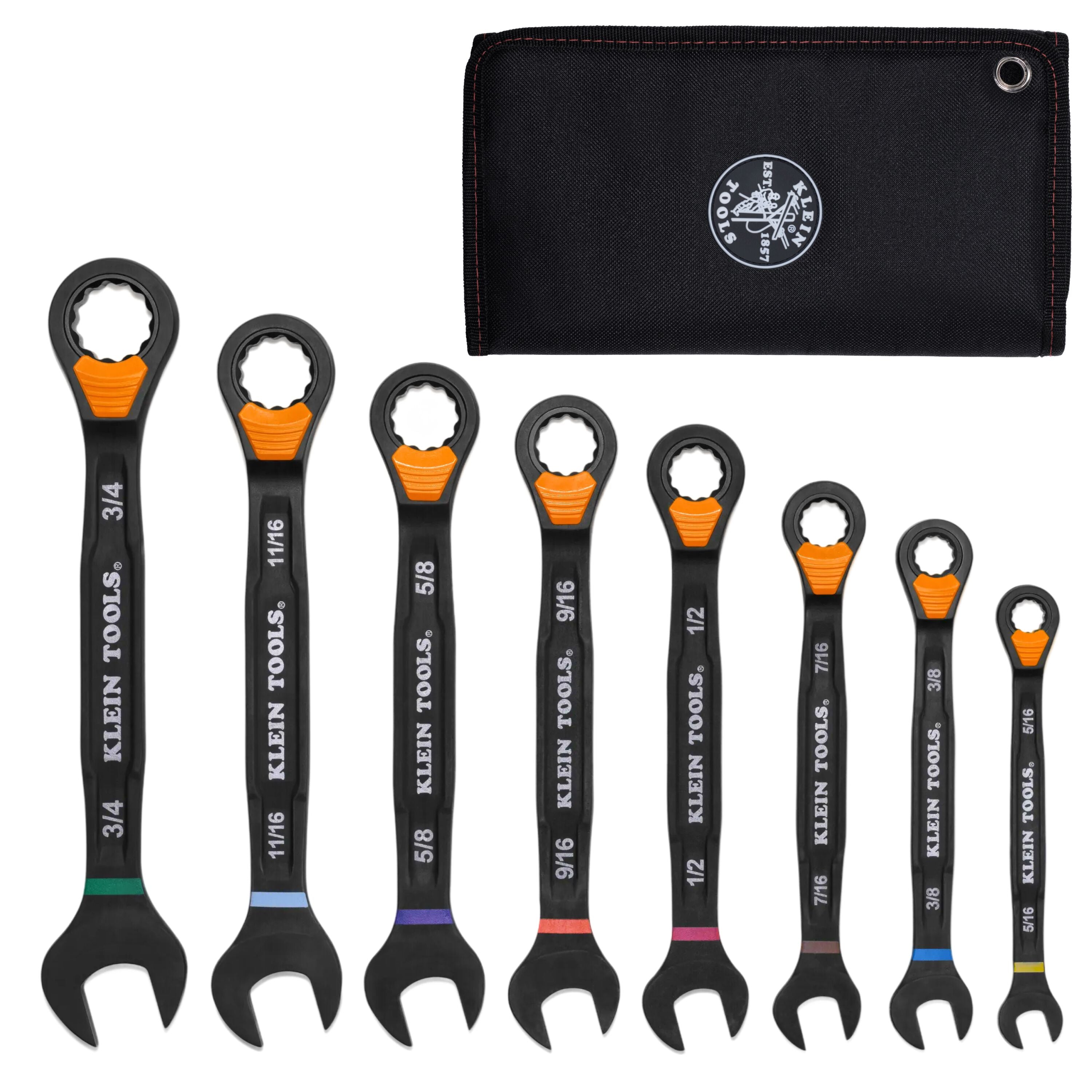 Klein Tools 69508 Ratcheting Combination Slide-Lock Wrench Set