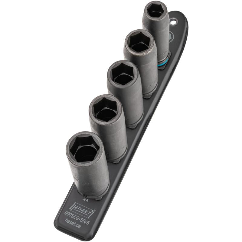 Hazet 900SLGSR/5 SmartRail 1/2" Impact Metric Deep Socket Set, 5 Piec