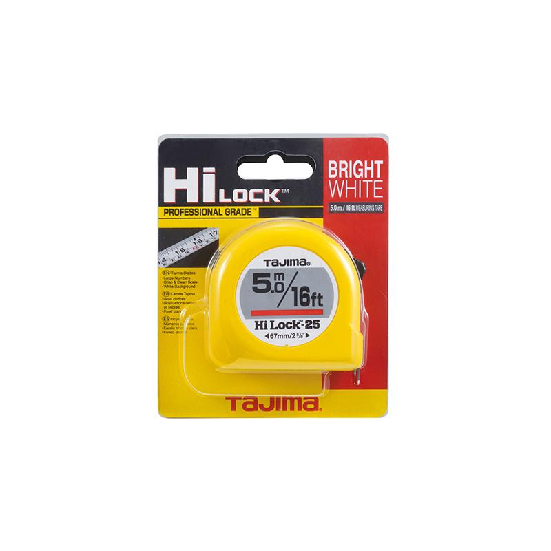 Tajima Hi-Lock Tape Measure with Standard and Metric Scale 16'/5M - HL-16/5MBW
