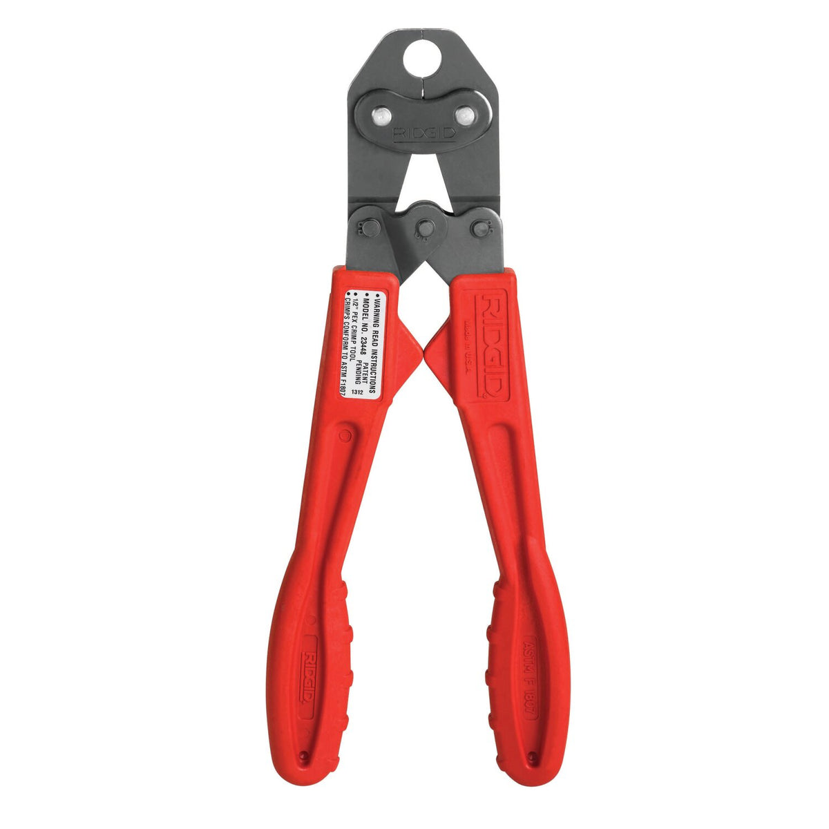 RIDGID 43858 3/4\" Close Quarters ASTM F 1807 Manual PEX Crimp Tool, PEX Tubing Crimper For ASTM F1807 Fittings