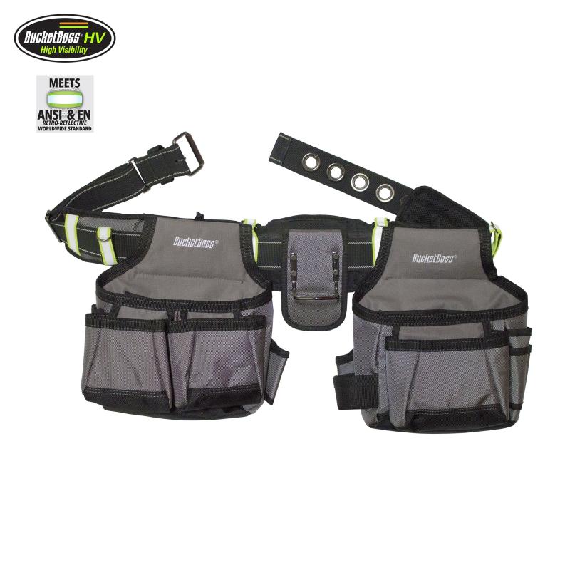 Bucket Boss 55185 2 3 Bag Tool Bag Set with Suspenders in Grey