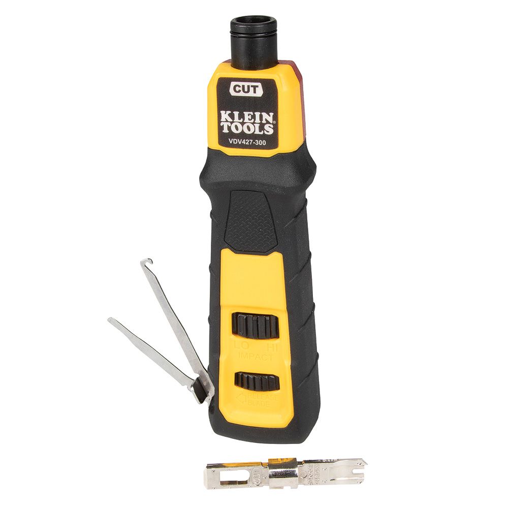 Klein Tools VDV427-300 Impact Punchdown Tool, 66/110 Blade, Spring-Loaded,  MIM with Bayonet-Style, Twist-and-Lock Socket, DATA Punchdown