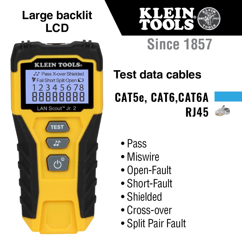 Klein Tools VDV526-200 Cable Tester, LAN Scout Jr. Ethernet Cable Te –  Haus of Tools