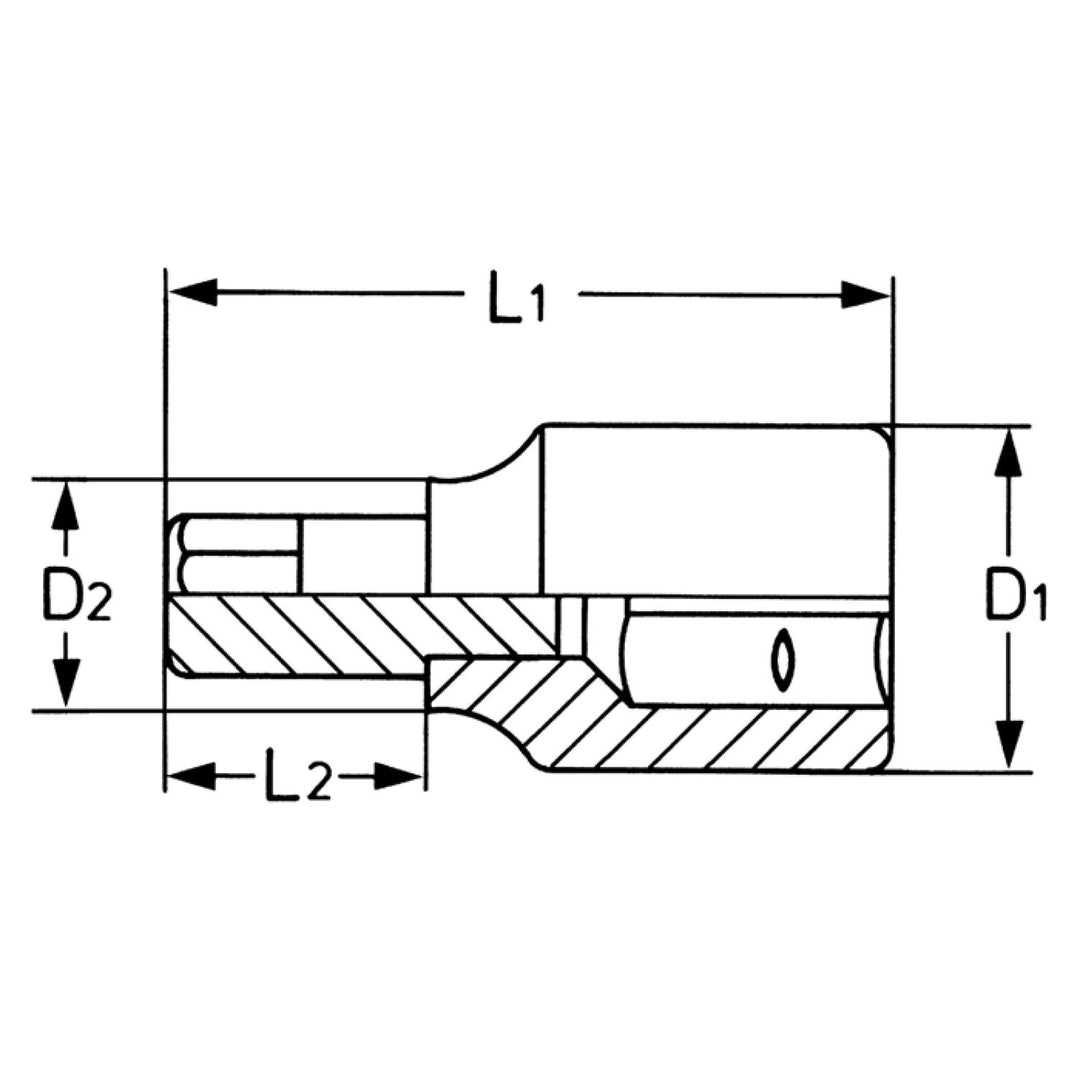 Heyco 00040300183 Screwdriver Sockets for plain slot screws, 3/8 Inch