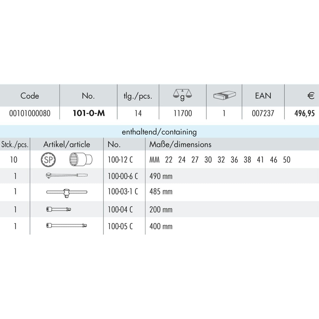 Heyco 00101500080 Socket Set, 3/4 Inch 14 Pcs