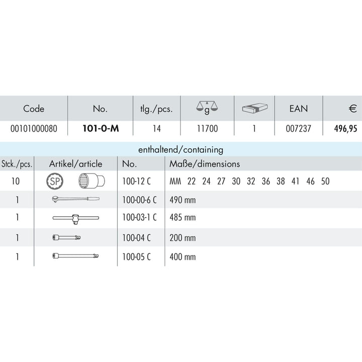 Heyco 00101600080 Socket Set, 3/4 Inch, 14 Pcs
