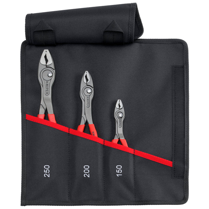 Knipex 00 19 61 V01 TwinGrip Plastic Dipped Pliers Set and Tool Roll, 6", 8" and 10"