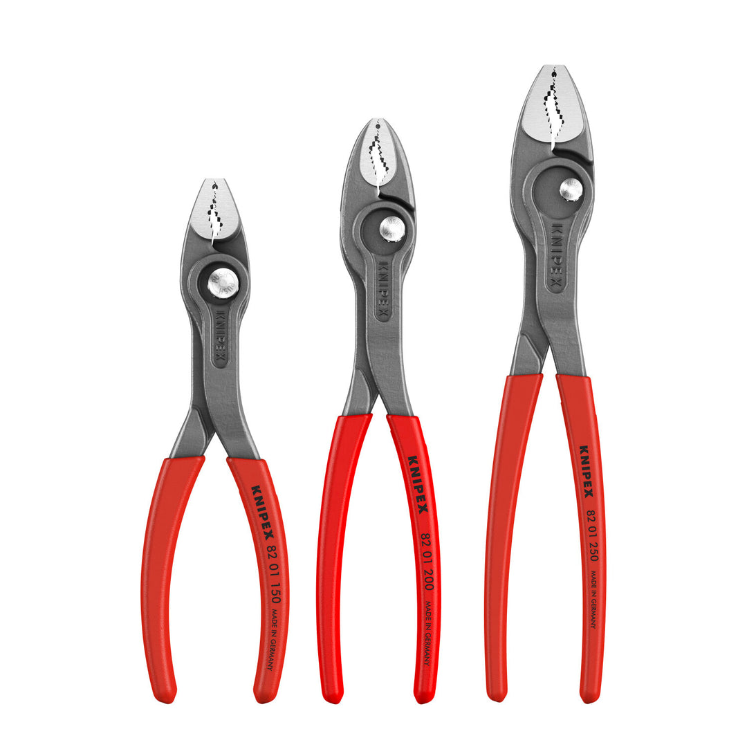 Knipex 00 19 61 V01 TwinGrip Plastic Dipped Pliers Set and Tool Roll, 6", 8" and 10"