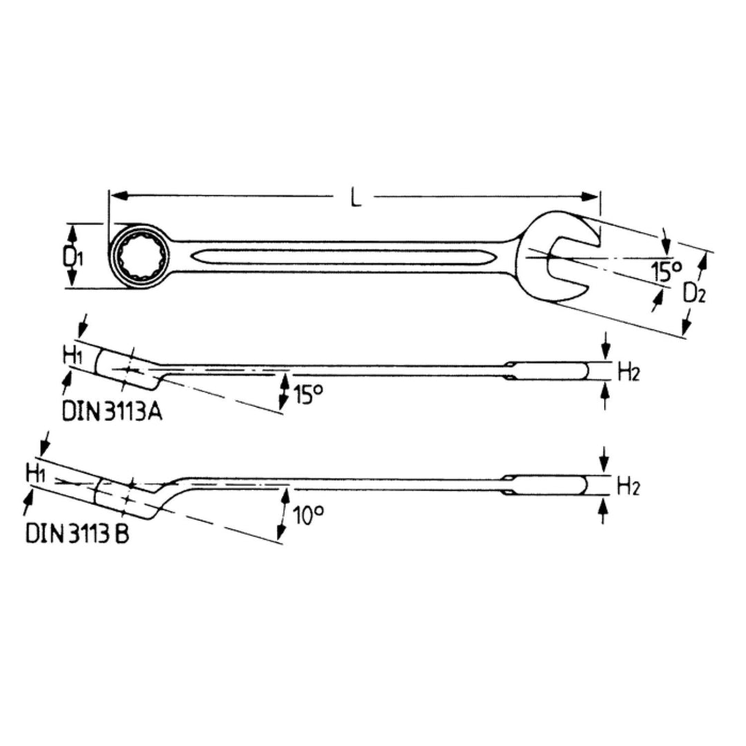 Heyco 00400038082 Combination Wrench Length - 400mm 38 mm