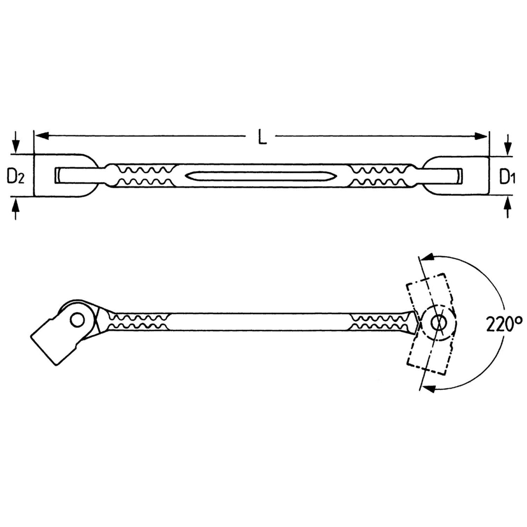 Heyco 00493661982 Double Ended Swivel Wrenches, AF-Sizes, 1/2 x 9/16 Inch