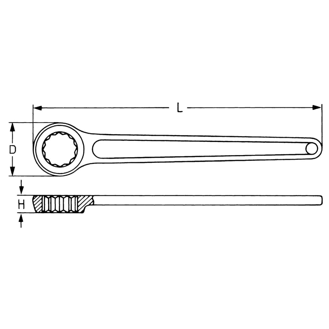 Heyco 00808003620 Single Ended Box Wrench, Metric - 36mm