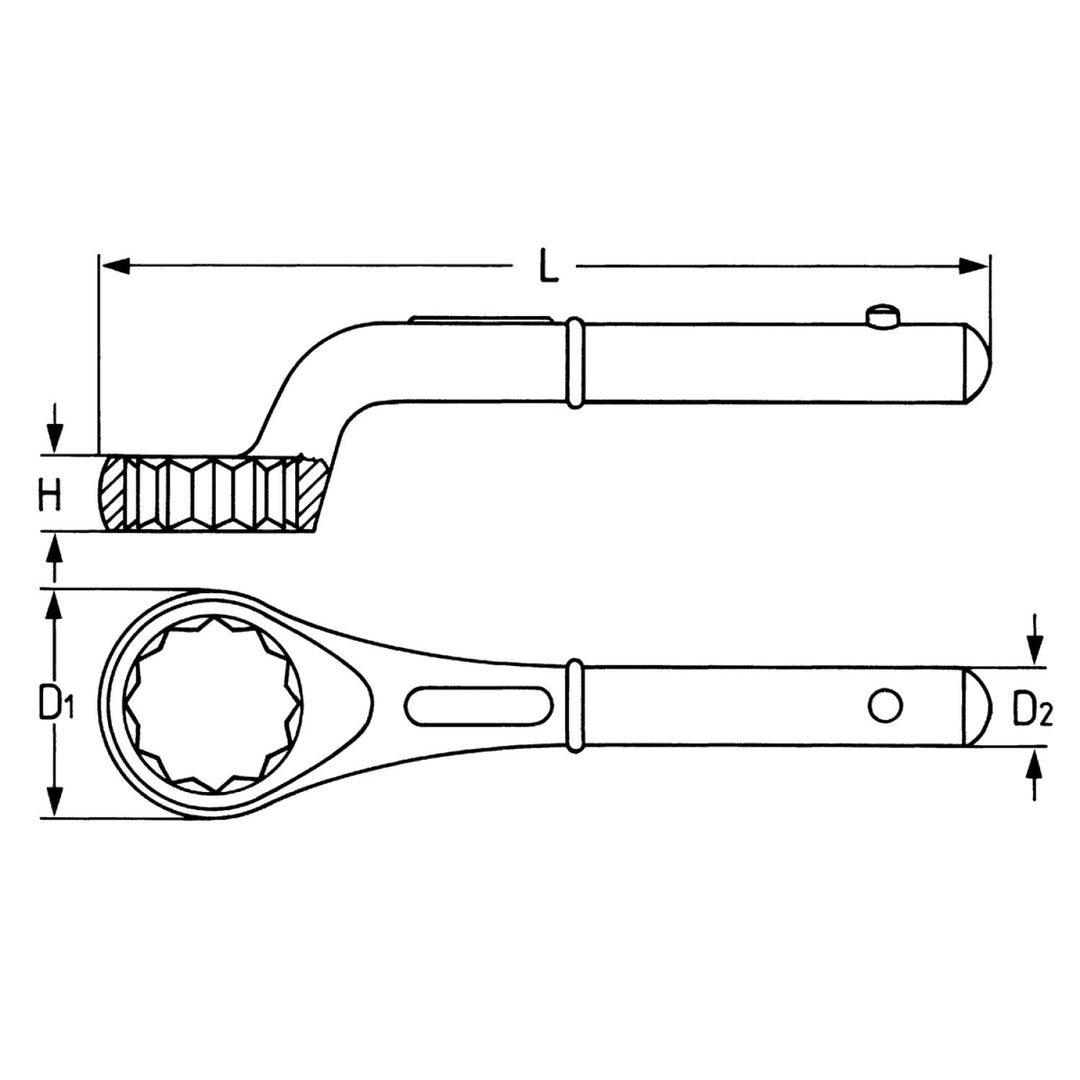 Heyco 00840003280 Single Ended Ring Wrenches, 32 mm Length 235 mm