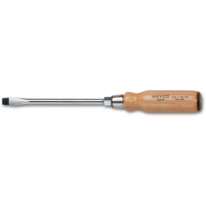 Heyco 01470025080 Slotted Engineers' Screwdriver with Hardwood Handle, 14 mm