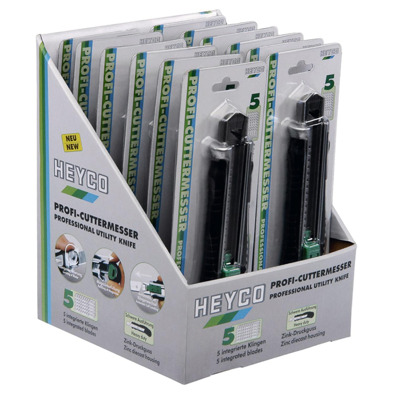Heyco 01664021200 PROFI Cutter Knife in sales display, Blade width-9 m ...