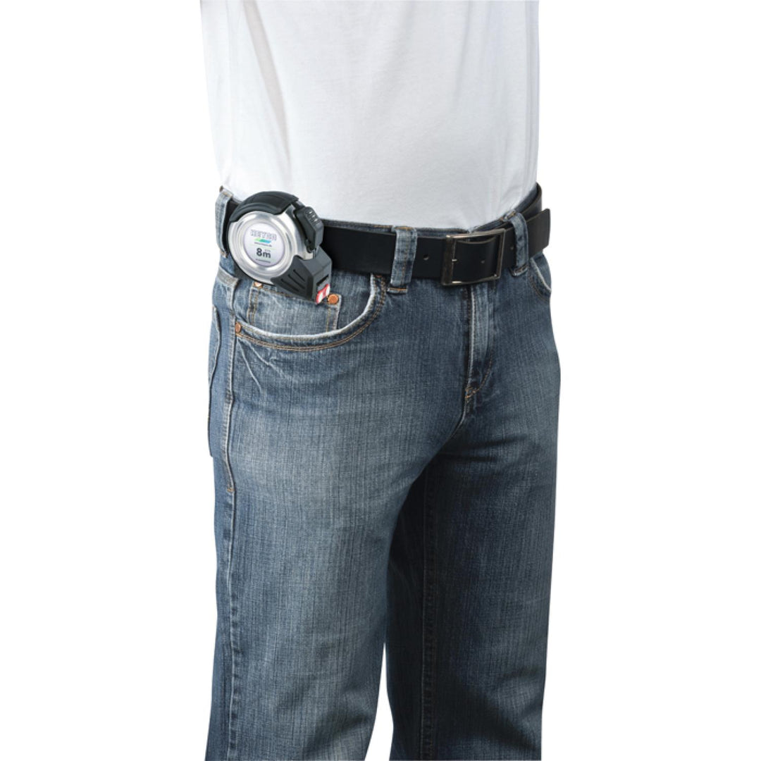 Heyco 01840081200 Measuring Tape 8 m, Stainless Steel Case With Nylon Coated, Display Case and 12 Tape Measures