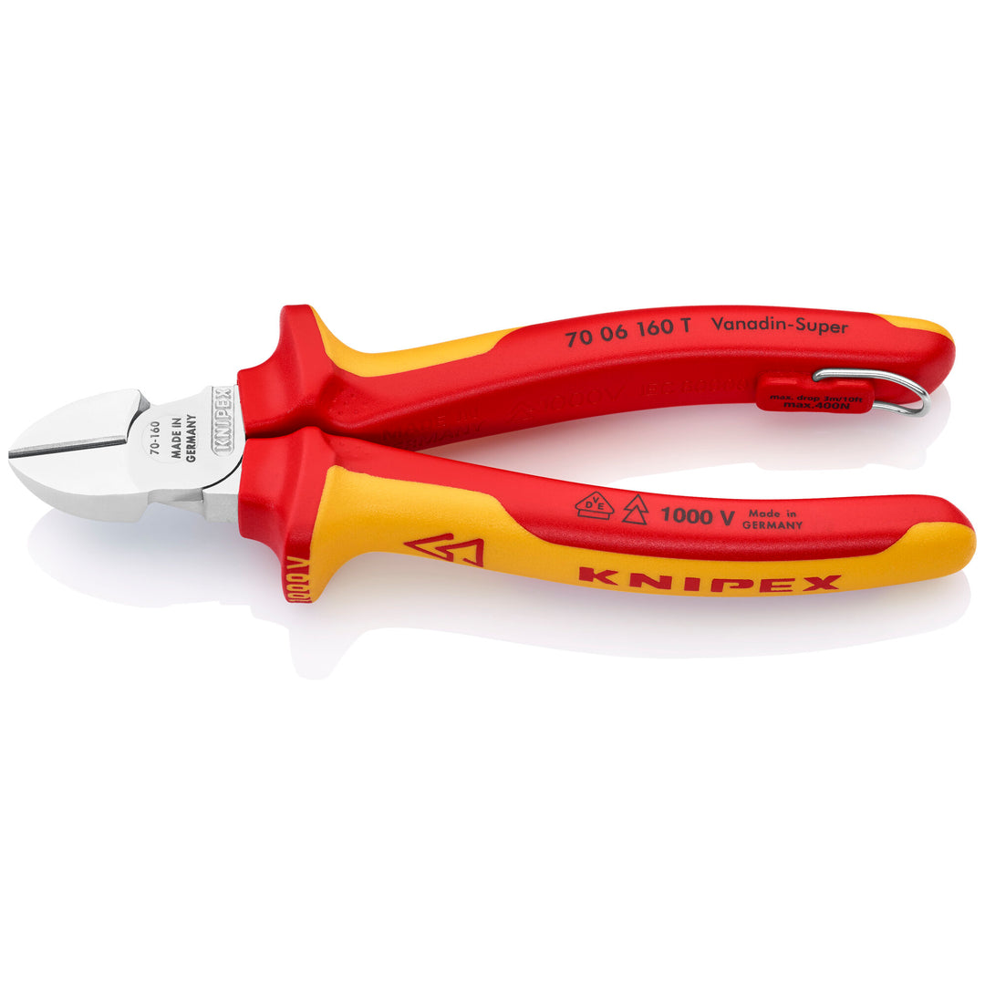 Knipex 70 06 160 T 6 1/4" Diagonal Cutters-1000V Insulated-Tethered Attachment