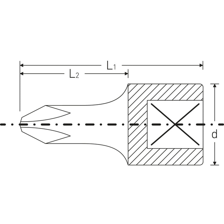Stahlwille 01290001 44P Phillips Socket, PH1 1/4 inch Drive