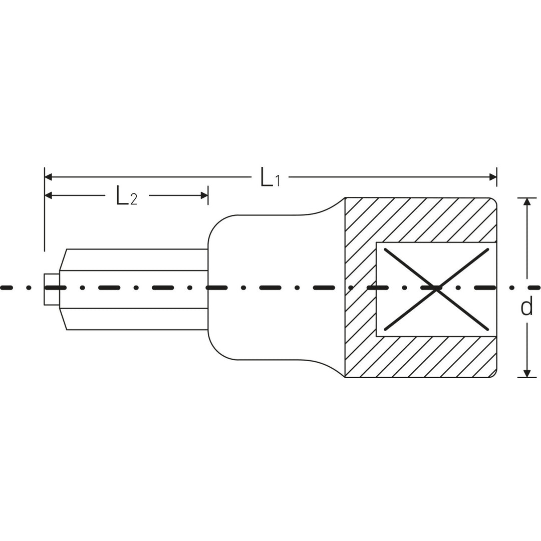 Stahlwille 03070008 54IC 1/2" Hex Socket with Guide Pin, 8 mm