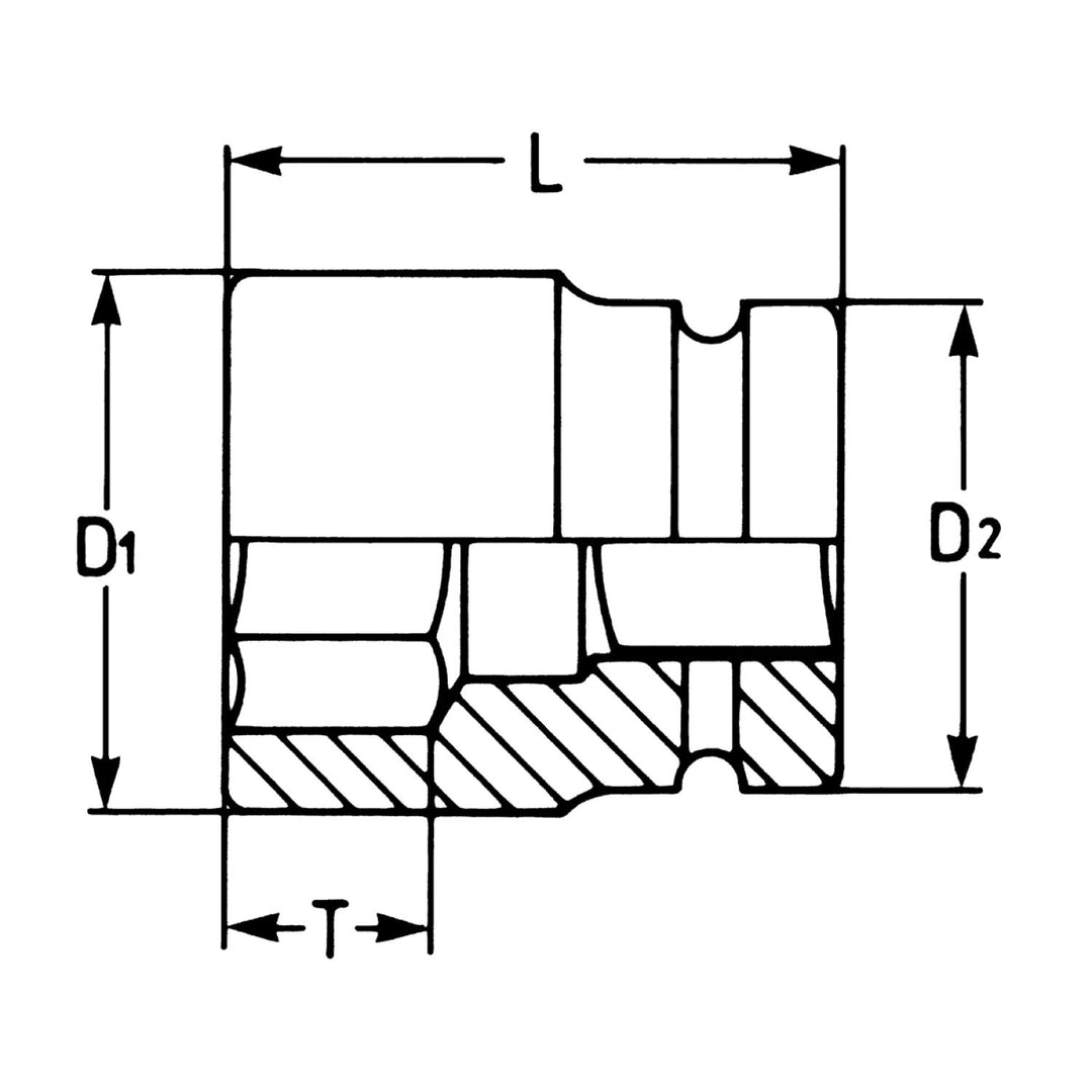 Heyco 06300191036 IMPACT-Sockets, extra deep, Drive 1/2 Inch 10 mm