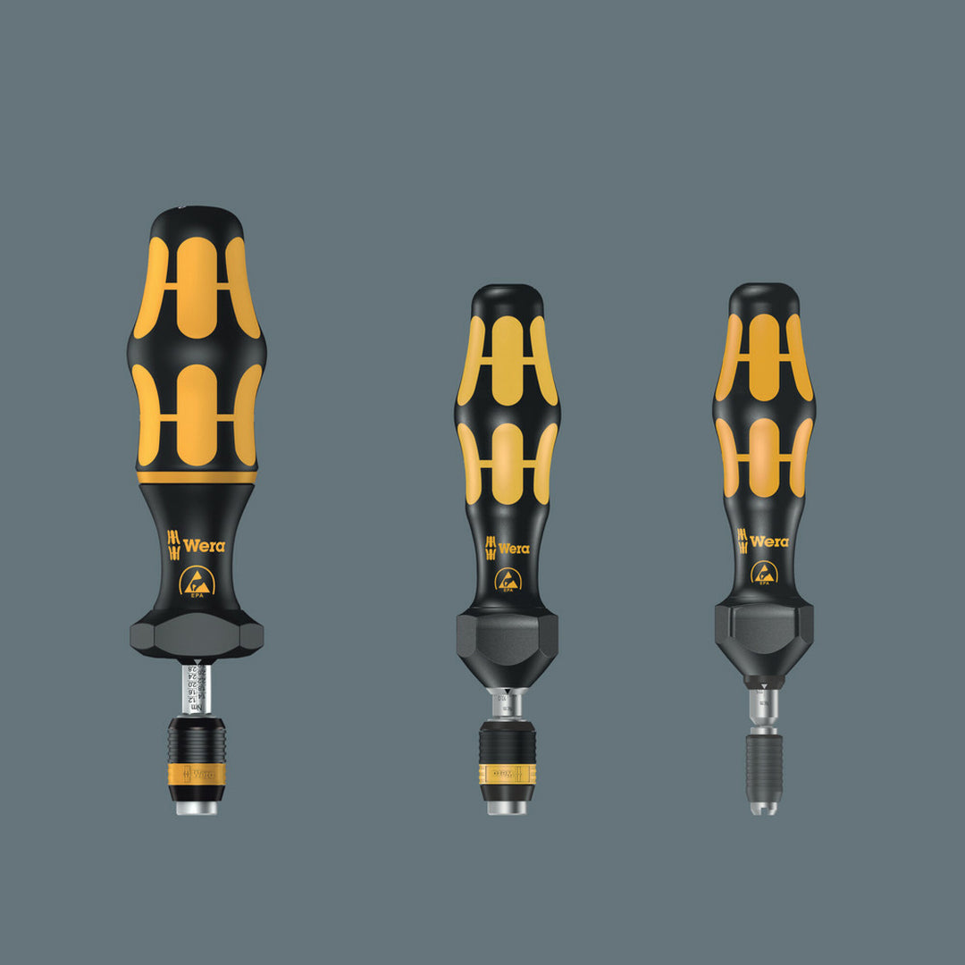 Wera Series 7400 Kraftform ESD adjustable torque screwdrivers (0.1-3.0 Nm) with Rapidaptor quick-release chuck, 7440 ESD x 0.3-1.2 Nm