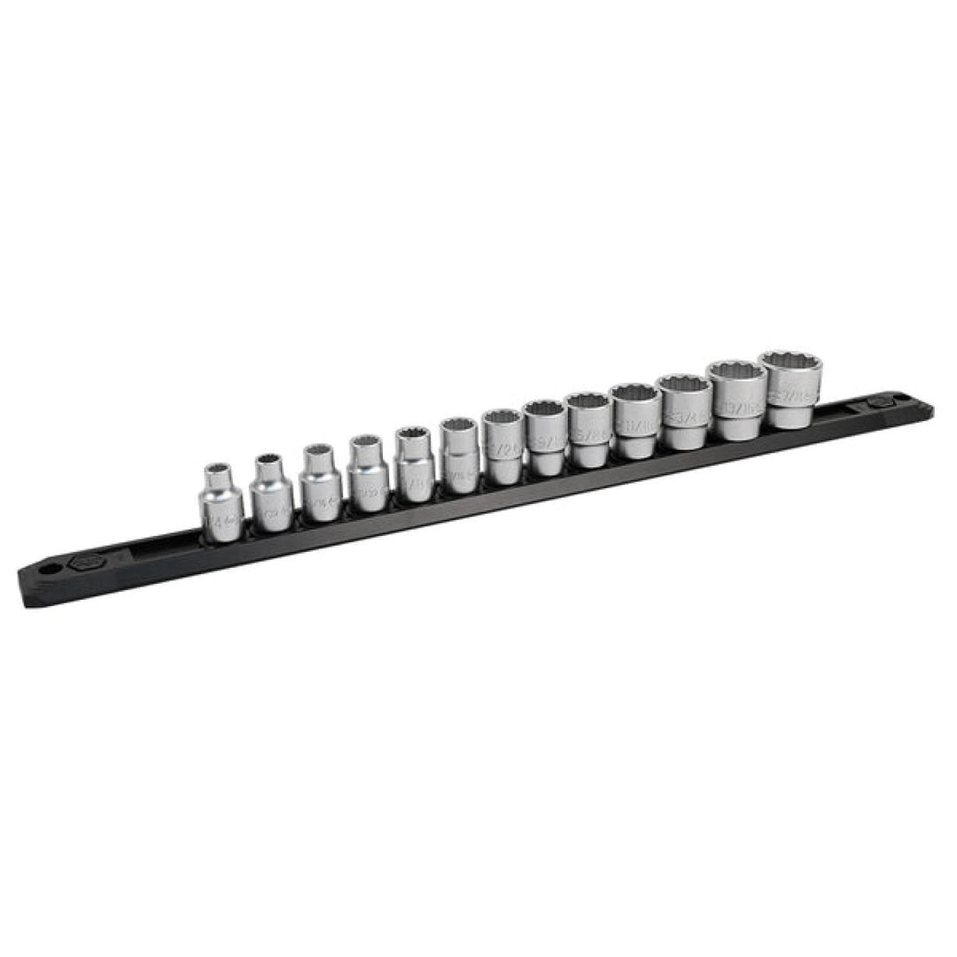 Wiha Tools 33790 3/8" Inch Drive 12 Point Socket Set, 1/4" to 7/8" with Ratchet and Extensions, 17 Pc.