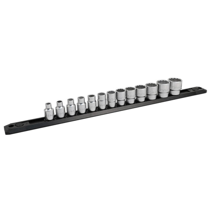 Wiha Tools 33790 3/8" Inch Drive 12 Point Socket Set, 1/4" to 7/8" with Ratchet and Extensions, 17 Pc.