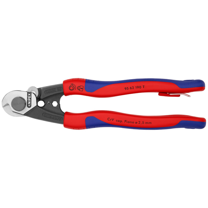 Knipex 95 62 190 T BKA 7 1/2" Wire Rope Shears-Tethered Attachment
