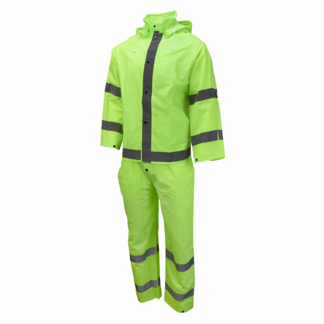 Neese 1820S Econo-Viz 3-Piece Rain Suit with Reflective Tape - Hi-Vis Lime