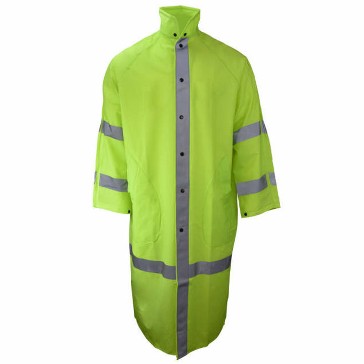 Neese 1870C Econo-Viz Coat with Snap-On Hood and Reflective Tape - Hi-Vis Lime