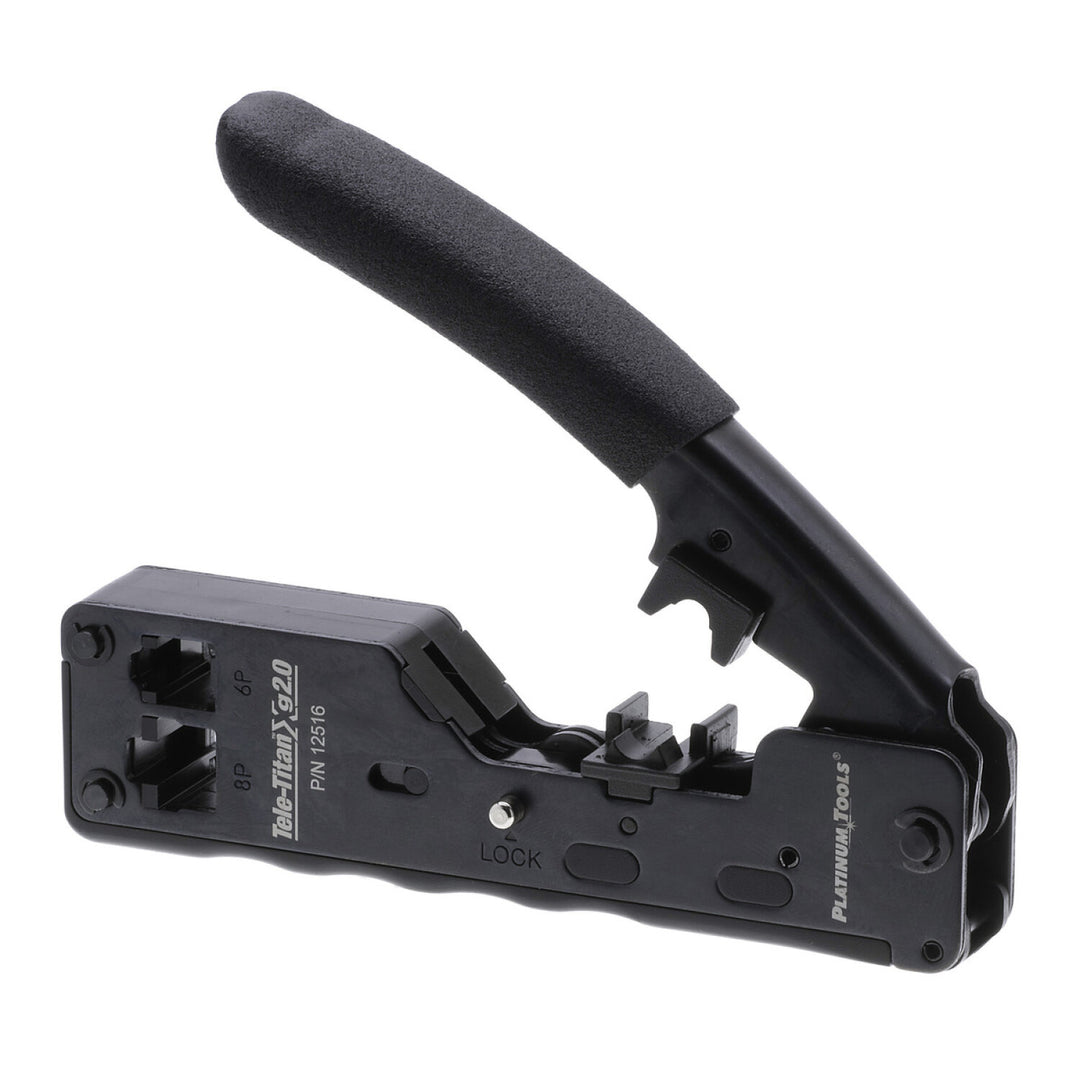 Platinum Tools 12517C Tele-TitanXg 2.0 Crimp Tool for Modular RJ45 CAT6A Connectors Combo Kit — Includes 10pcs CAT6A connectors