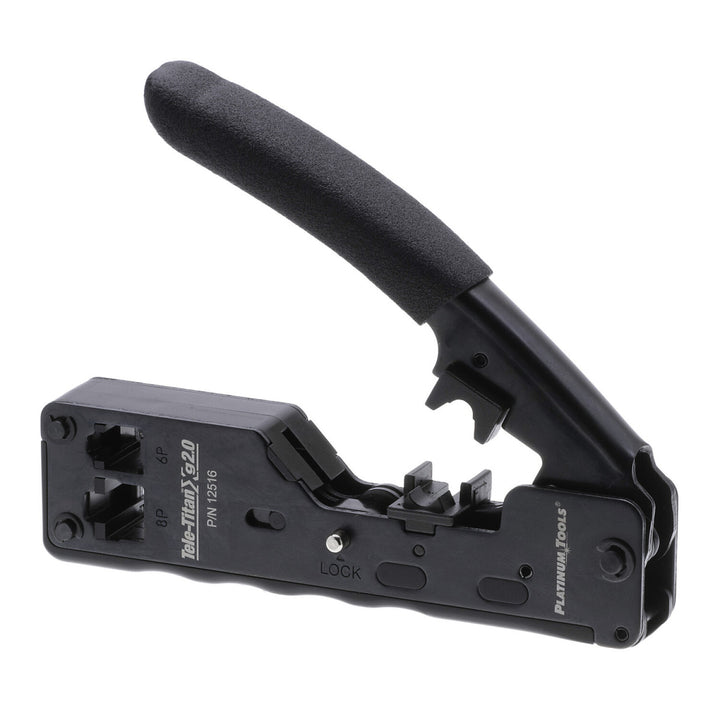 Platinum Tools 12517C Tele-TitanXg 2.0 Crimp Tool for Modular RJ45 CAT6A Connectors Combo Kit — Includes 10pcs CAT6A connectors