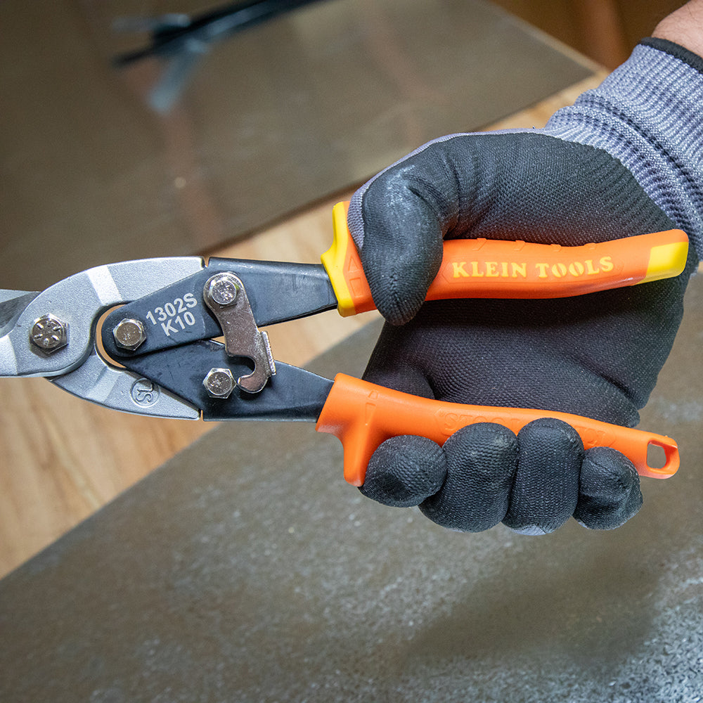 Klein Tools 1302S Long Cut Aviation Snips, Straight