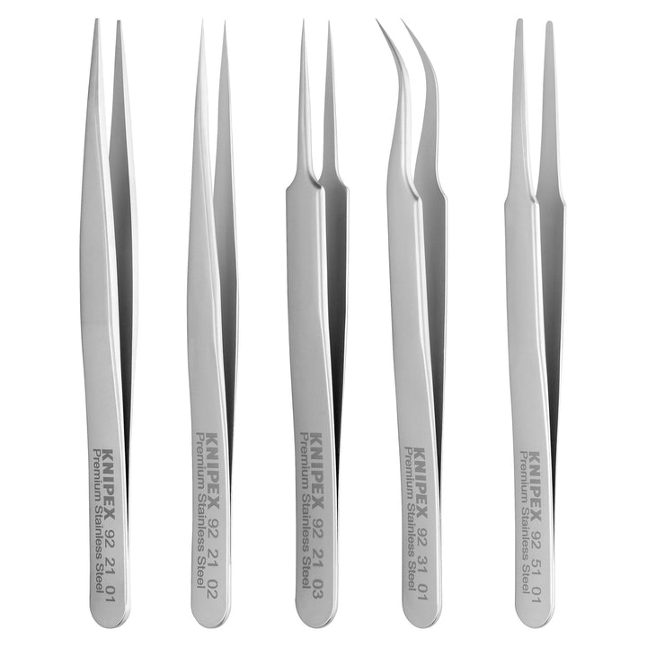 Knipex 92 00 02 5 Pc Premium Stainless Steel Tweezer Set in a Tool Roll