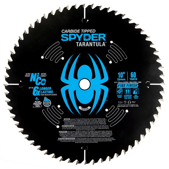 Spyder 13012 Fine Finish 10-in 60 -Tooth Fine Finish Tungsten carbide-tipped steel Miter/Table saw blade Individual