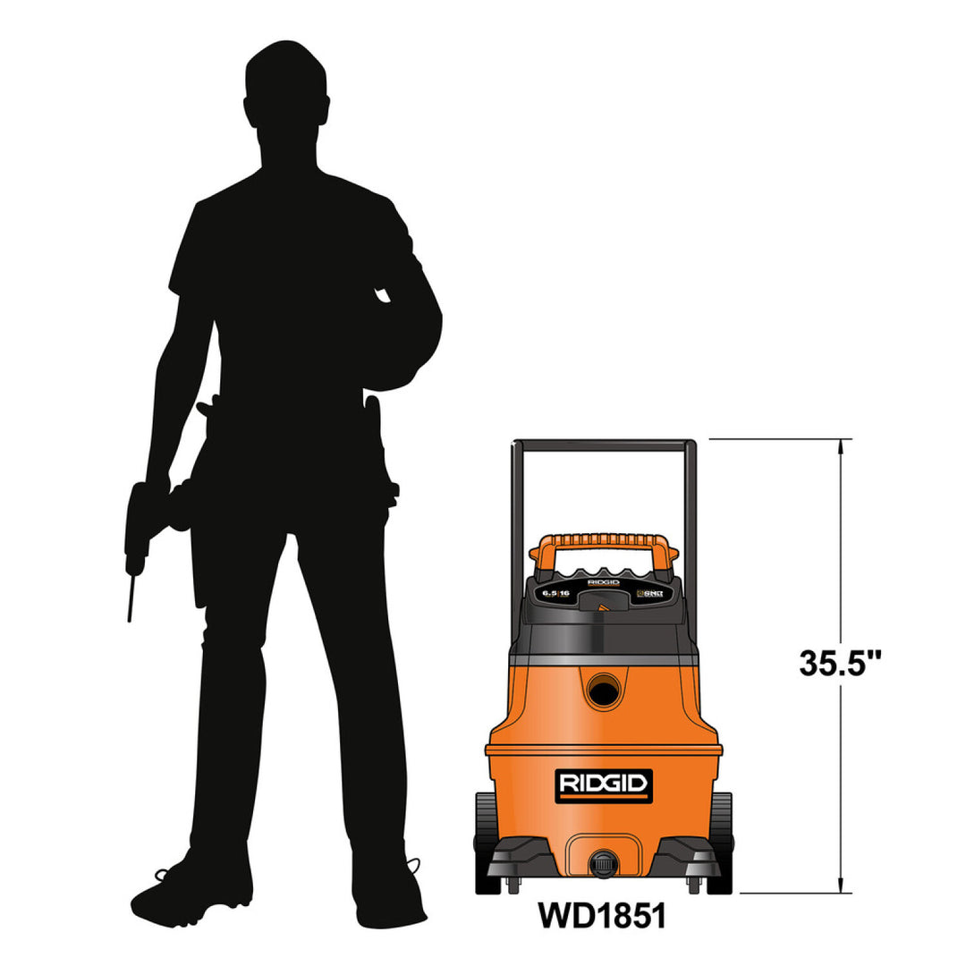 Ridgid 31698 Wet/Dry Vacuum - Ridgid WD1851EX 16 Gallon High Performance Portable Vac