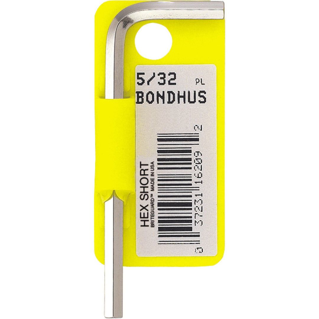 Bondhus 16254 2.5mm x 54mm Hex Tip Key L-Wrench with BriteGuard Finish, Tagged and Barcoded, Short Arm, 10 Pack