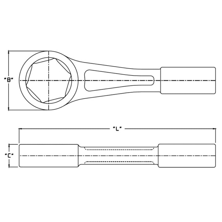 Wright Tool 18H88 Straight Handle Striking Face Box Wrenches 6 Pt.
