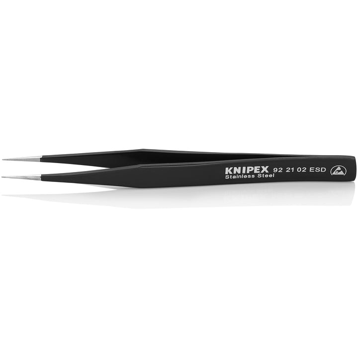 Knipex 92 21 02 ESD 5" Stainless Steel Gripping Tweezers-Pointed Tips-ESD