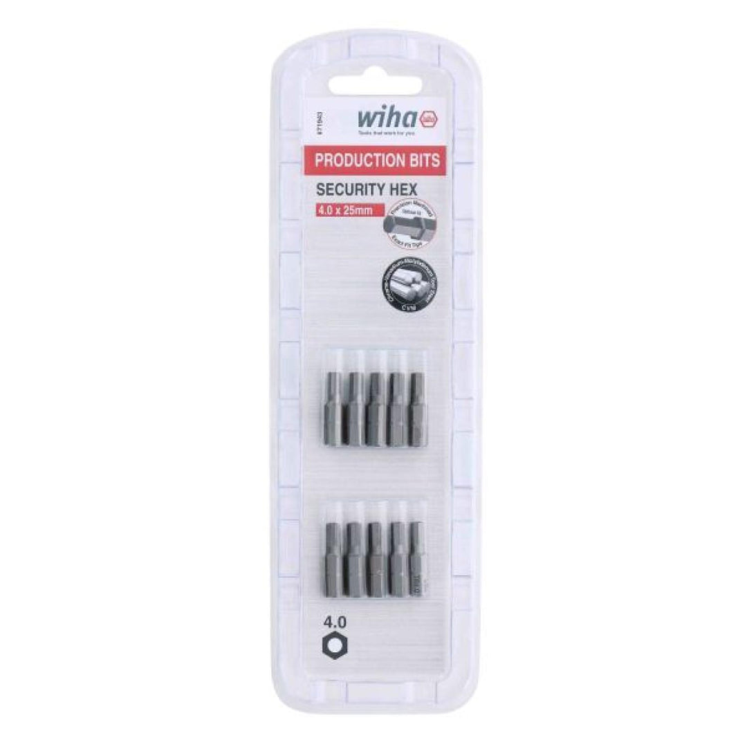 Wiha Tools 71943 Security Hex Insert Bit, 4.0 mm x 25 mm, 10 Pk.