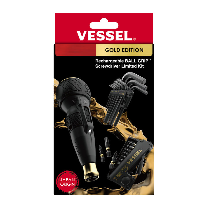 Vessel Tools 220USB11GLUL1 Rechargeable BALL GRIP Screwdriver Limited Kit, Gold Edition