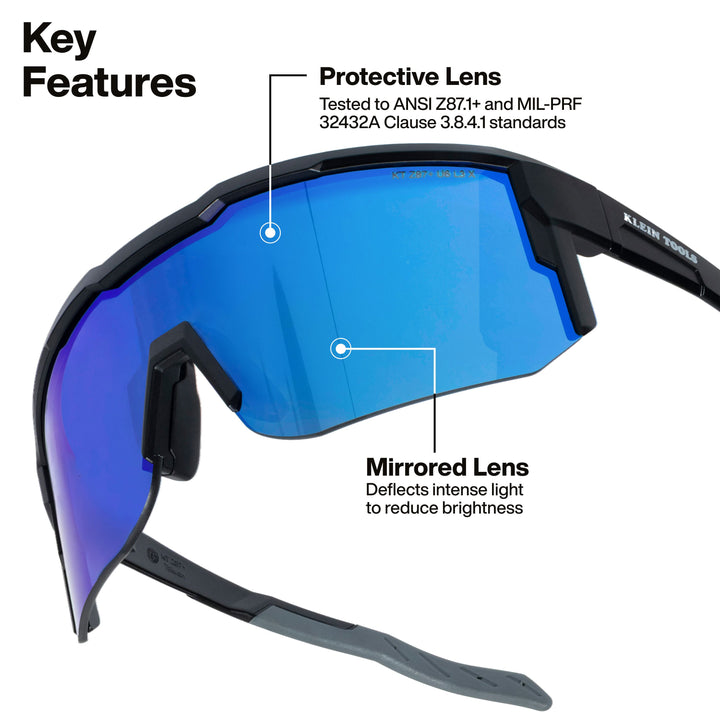 Klein Tools 22102 Mirrored Blade Safety Glasses, Blue Lens
