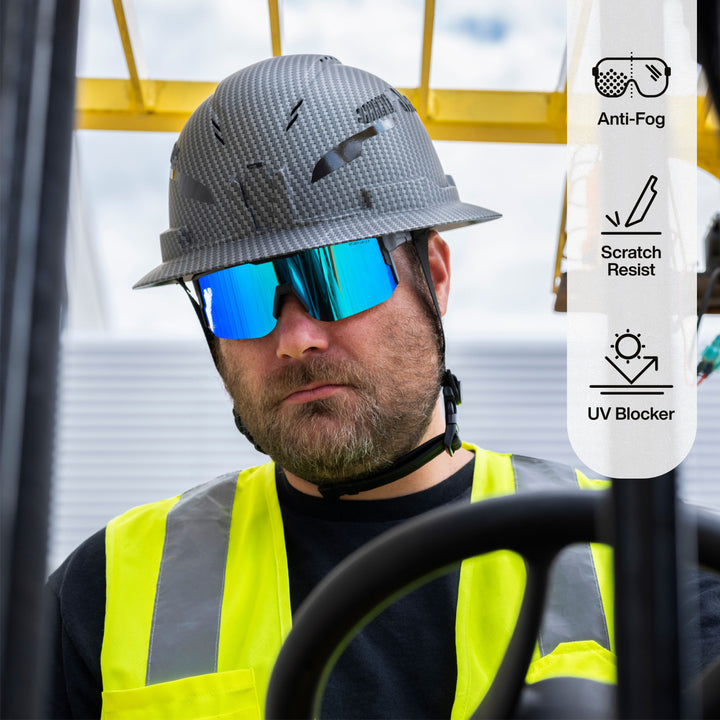 Klein Tools 22102 Mirrored Blade Safety Glasses, Blue Lens