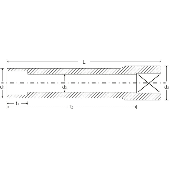 Stahlwille 01021007 Square Extra-Deep Spline Socket 1/4" Drive x SP7