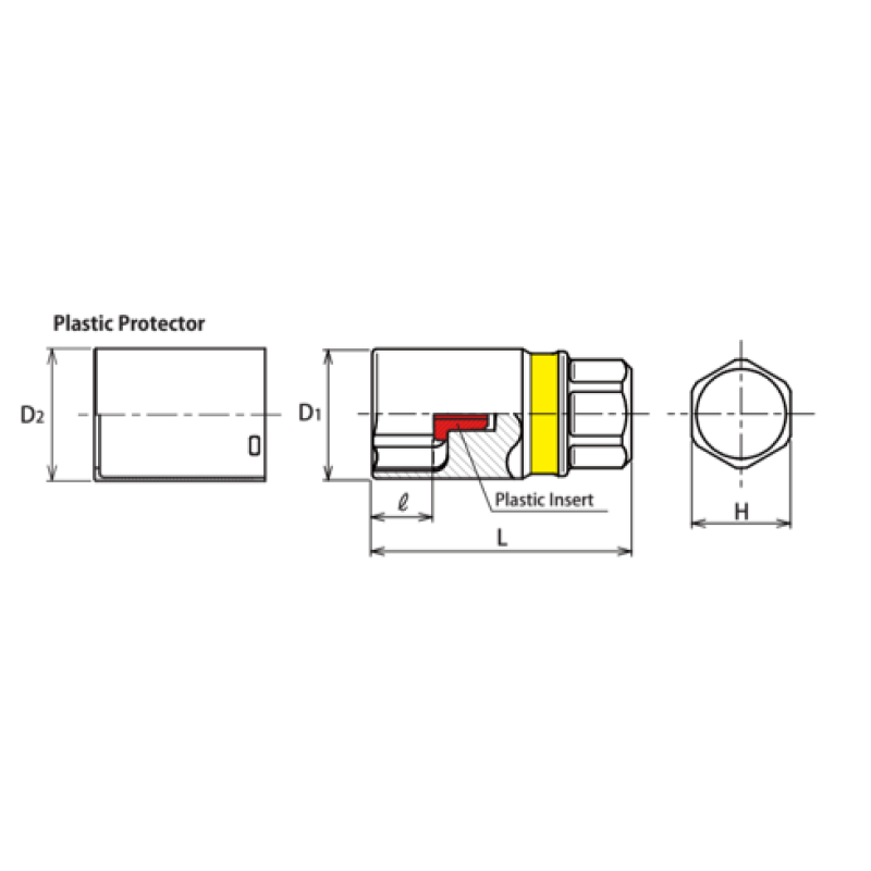 Ko-ken 280PM-19 Hex Wheel Nut Adaptor Socket 19 mm L.52 mm