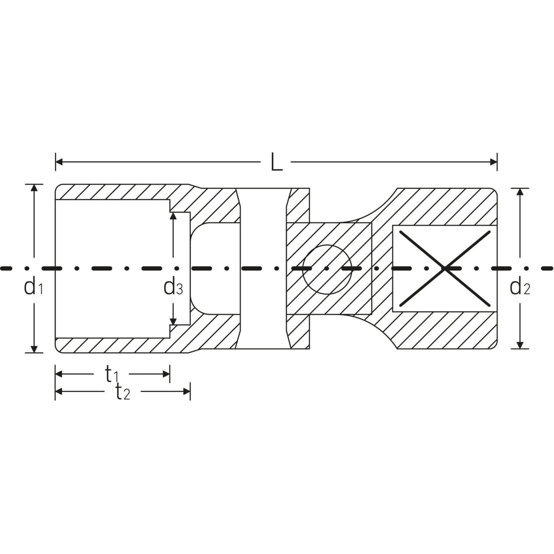 Stahlwille 02040015  Uniflex Bi-Hex Socket 47 3/8" Drive 15 mm