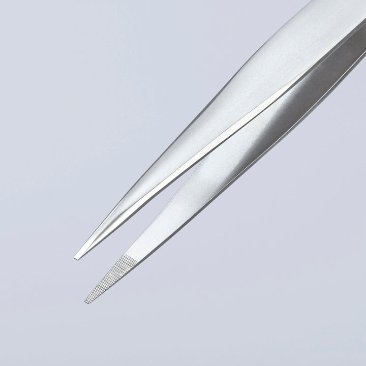 Knipex 92 84 18 5" Stainless Steel Gripping Tweezers-Blunt Tips